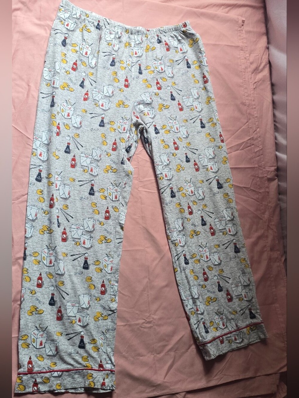Woman's Gray Noodle & Sauce Pajama Pants - Picture 2 of 6